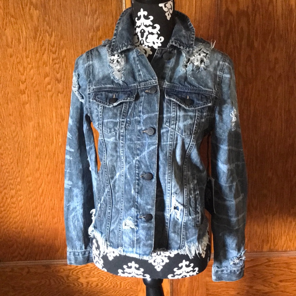 PRPS Kahlo Denim Destroyed Jacket Sz S